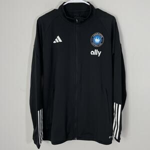 Charlotte FC Adidas Full Zip Aeroready Slim Fit Jacket Men Large Black MLS